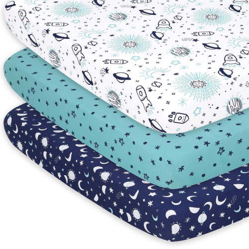 Space Playard Mini Crib Sheets, 3-Pack
