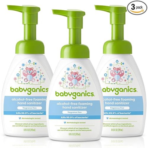 Babyganics Alcohol-Free Foaming Hand Sanitizer, Pump Bottle, Fragrance Free, 8.45 oz, 3 Pack