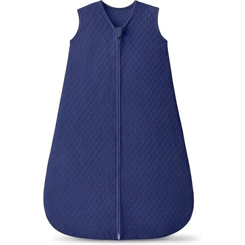 1.0 TOG Baby Sleep Sack 6-12 Months，Cotton Quilted Wearable Blanket Baby Boy Girl Sleeping Sack, 2-Way Zipper Sleeping bag for Infant Blue(Medium)