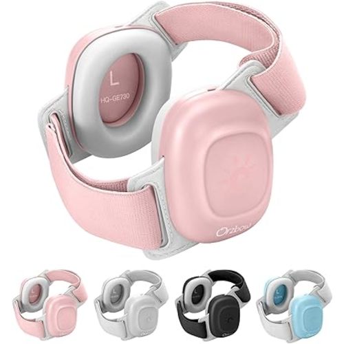 Orzbow Baby Headphones for Noise, Baby Ear Muffs Noise Protection for Newborn Toddler 3-48 Months - CE & ANSI Certified, Adjustable Infant Ear Protection for Travel Sleep, 25dB Sound Reduction, Pink