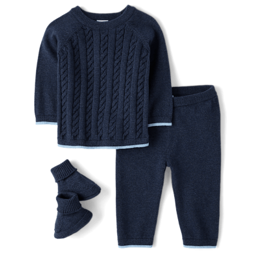 Baby Boys Marled Sweater 3-Piece Outfit Set - Homegrown by Gymboree - Blue