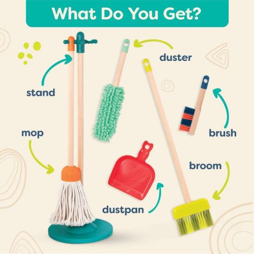 B. toys Wooden Cleaning Toys Clean 'n' Play: Pretend Housekeeping Accessories for Toddlers, Educational Motor Skills