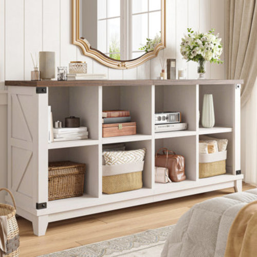 Gracie Oaks Farmhouse 6/8 Cube Storage Organizer Bookcase, Horizontal Bookshelf With Anti-tip Hardware For Bedroom, Living Room, Office & Reviews | Wayfair
