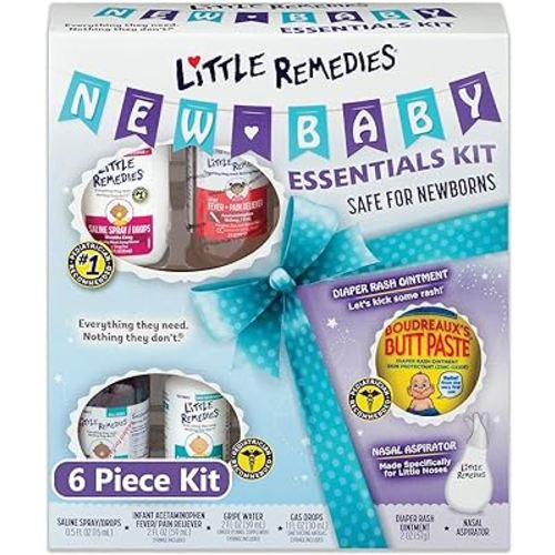 Little Remedies New Baby Essentials Kit, 6 Piece Kit for Baby's Nose and Tummy