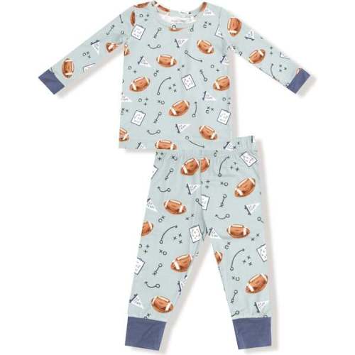 Long Sleeve Loungewear Set, Sage Football - Angel Dear | Maisonette