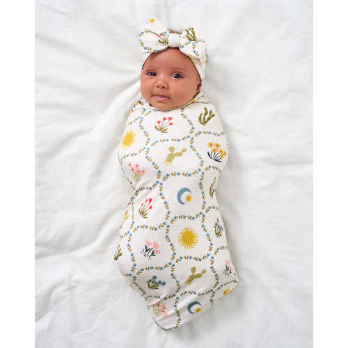 Desert Meadow Swaddle & Luxe Bow Headband Set | Little Sleepies