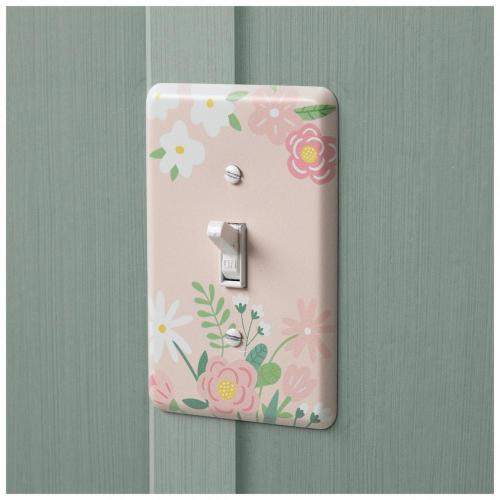 Pink Floral Single Switch Plate