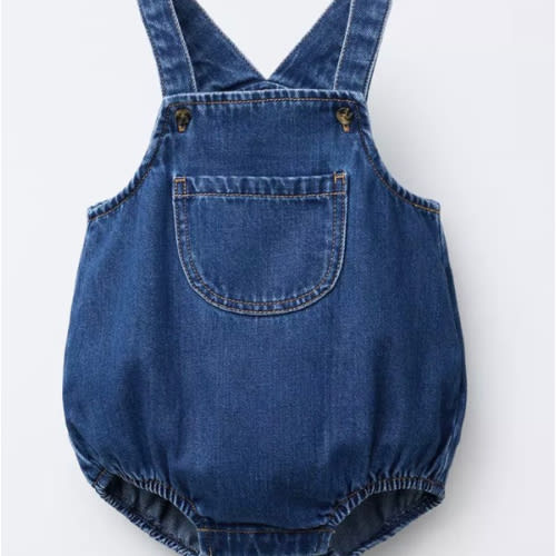 SOFT DENIM ROMPER - Mid-blue | ZARA United States