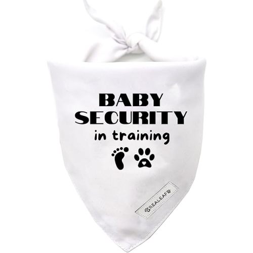 Realeaf Baby Security in Training Dog Bandanas Pet Scarf for Medium and Large Dogs Pregnancy Announcement Pet Accessories Pregnancy Reveal Ideas(Baby Security in Training, Large)