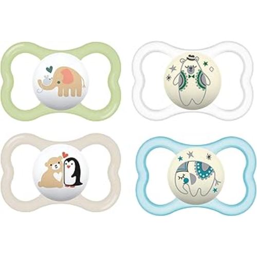 MAM Air Day & Night Baby Pacifier, for Sensitive Skin, Glows in The Dark, 16+ Months, Unisex, 4 Count