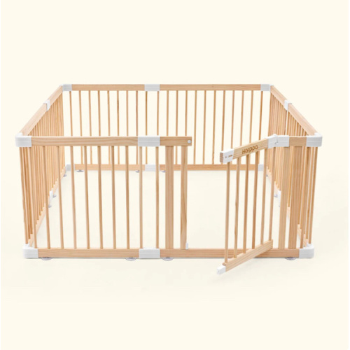 HARPPA Wooden Baby Gate Playpen | Non-Toxic Foldable DIY Adjustable Play Yard for Infants & Toddlers – Natural Finish Baby Fence for Small & Large Spaces