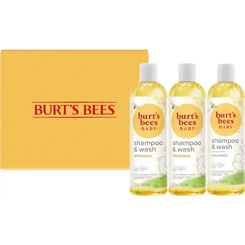 Burt's Bees Baby Shampoo and Body Wash Bundle, 2 Original and 1 Calming with Lavender Tear Free Baby Soap, 12 Fl Oz , 3 Count