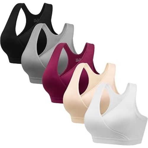 HBselect Nursing Bras for Breastfeeding, Maternity Nursing Sleep Bra Wireless Pregnancy Sleep Bralette 3/5 Pack