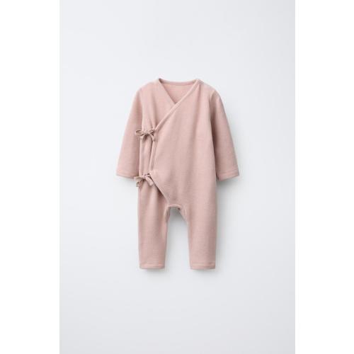 LONG SOFT-TOUCH JUMPSUIT WITH TIES - Pink | ZARA United States