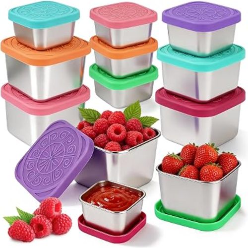 YQL 12 Pack Stainless Steel Snack Containers for Kids (6oz & 2oz)
