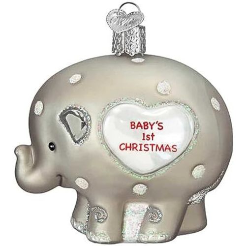 Old World Christmas Baby's 1st Elephant Glass Blown Ornament for Christmas Tree, Handcrafted Holiday Decoration, Baby’s First Christmas Collection