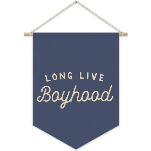 Navy Blue Boy Room Decor,Long Live Boyhood Canvas Banner Nursery Playroom Wall Decor for Boys Bedroom Toddler Decorations Teen Boy Room Decor,Playroom Decor Wall Hanging Flag 15x11 Inch