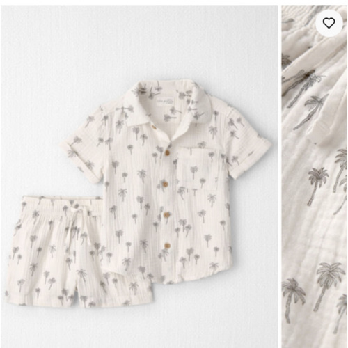 Toddler Boy 2-Piece Organic Cotton Gauze Top & Short Set in Palm Trees - Little Planet | Carter's