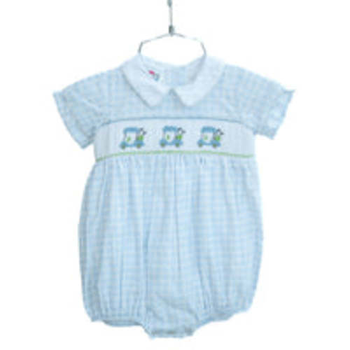 Blue Golf Smocked Bubble for Boys I Ruth and Ralph