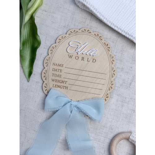 Hello World Birth Announcement Sign, Newborn Hospital Sign, Baby Stats Board, Wooden Baby Announcement Plaque