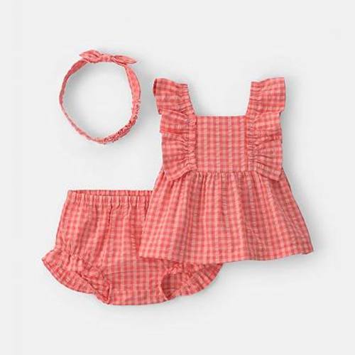 Baby Girl Carter's 3-Piece Gingham Top, Shorts & Headband Set
