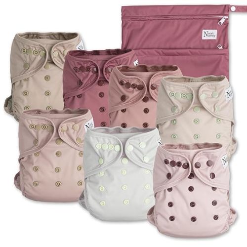 Nora's Nursery Cloth Diaper Cover, Reusable Cover with Snap Closure, Shell for Prefold, Flat, or Fitted Inserts, Includes Wet Bag - Ballet Slippers