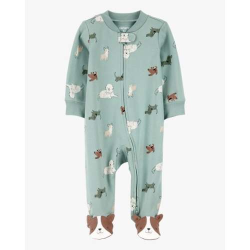 Baby Boy Dog Print 2-Way Zip Cotton Sleep & Play Pajamas - Green - Carter's | Carter's