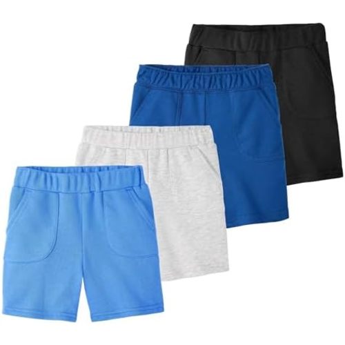 Garanimals Baby & Toddler Boy French Terry Shorts - Machine-Washable Kid's Clothes - Size 0-6T - 4 Pack Set