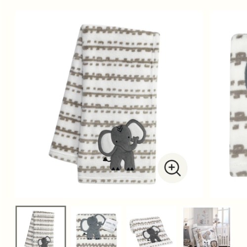 Jungle Safari White/Tan Plush Minky Elephant Nursery Baby Blanket – Lambs & Ivy