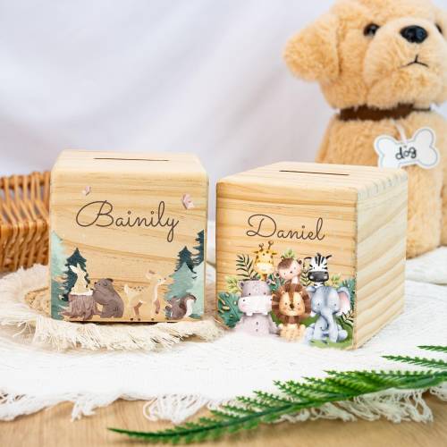 Personalized Piggy Bank with Name, Kids Coin Bank, Wooden Piggy Bank Gift, Kids Christmas Gift, Nursery Decor, Money Bank for Girls and Boys