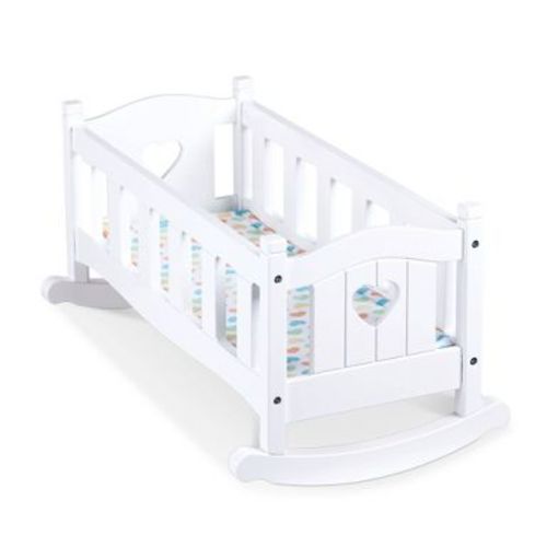 Melissa & Doug Mine to Love Wooden Play Cradle for Dolls, Stuffed Animals - White: Doll Furniture for 12" Toys