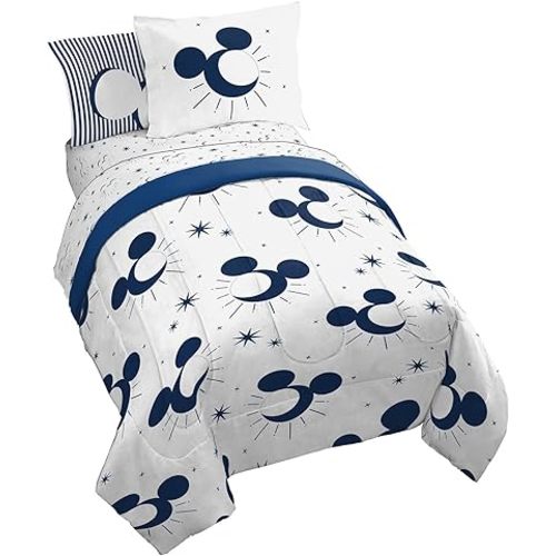 Disney Mickey Mouse Full Comforter Set - 7 Piece Bedding Includes Sheet Set & Pillow Covers - Super Soft Cozy Celestial Bedding
