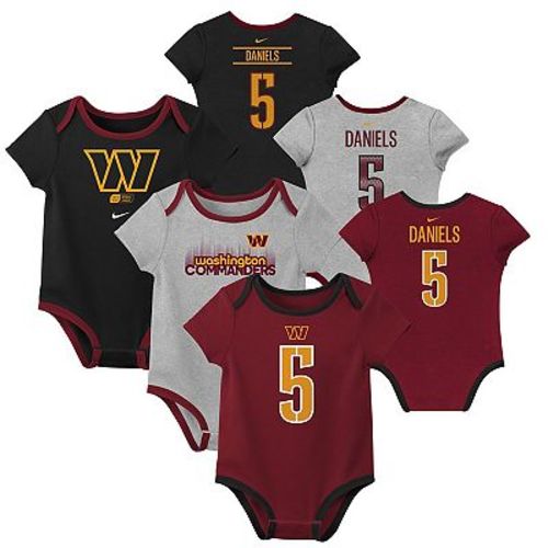Newborn & Infant Nike Jayden Daniels Washington Commanders Name & Number 3-Pack Bodysuit Set