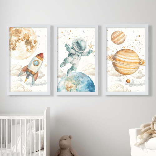 Space Nursery Wall Art, Cosmos Nursery Print, Spaceship Toddler Boy Room Art, Space Poster, Wall Art, Modern Wall Decor, 16x24 UNFRAMED