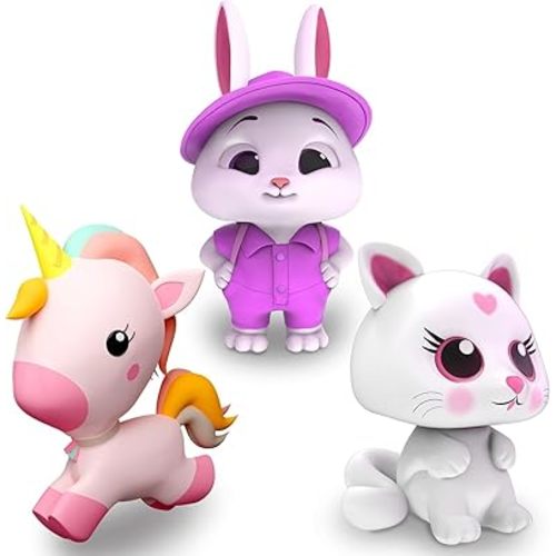 SplashEZ Girl Bath Toys | Mold Free Bath Toys for Kids & Toddlers with No Hole for Water | Unicorn Bunny Cat Set Ideal Size for Little Hands | Safe, Durable for Baby Girl Pool Tub Fun Ages 0 & Up