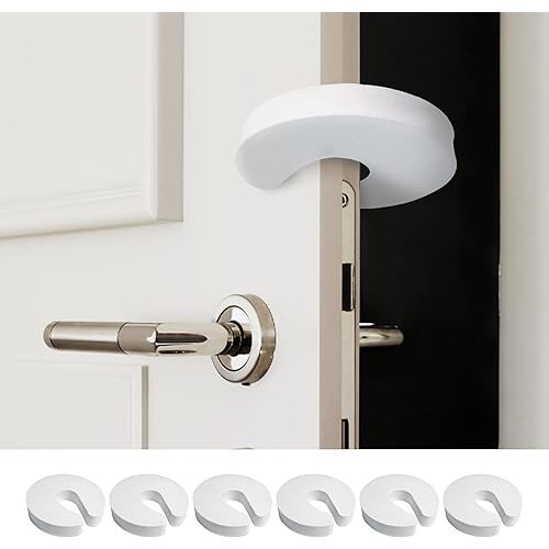 Heart of Tafiti Door Pinch Guard (6 Pack) Baby Proof Door Slam Stopper Prevent Finger Pinch Injuries, Durable Extra Thick Soft Foam, White