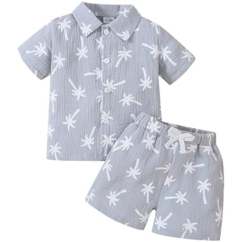 Yvowming 0-4T Toddler Baby Boy Clothes Kids Summer Truck Print T Shirt Short Set with Pockets