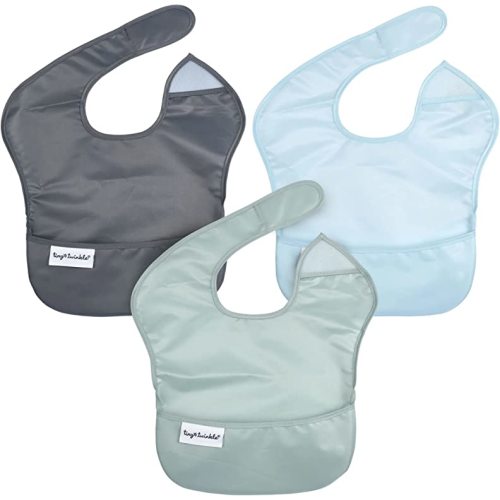 Tiny Twinkle Mess Proof Baby Bib - Waterproof Bib for Baby Boy or Girl - PVC, BPA & Phthalate Free - Baby Food Bibs (3 Pack)