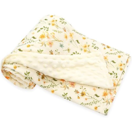 LifeTree Baby Blankets for Boys Girls, Soft Double Layer Swaddle Blankets, Muslin Front and Dotted Fleece Backing Receiving Bed Throw Blanket for Newborn Unisex, 31X40 Inches, WildFloral