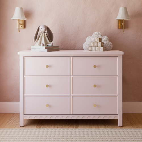 Graco Sasha 6 Drawer Nursery Double Dresser, Blush