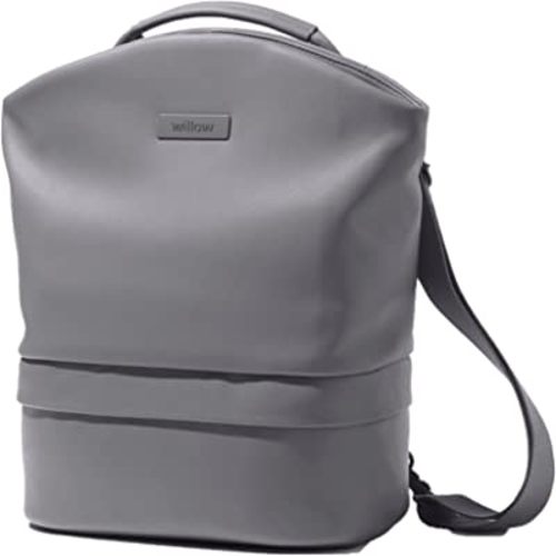 Willow Breast Pump Bag, Grey, Breast Milk Cooler and Pump Bag with Pockets, Convertible and Adjustable Tote for Hands Free Wearable Breast Pumps, Wear as Backpack, Crossbody or Shoulder Bag