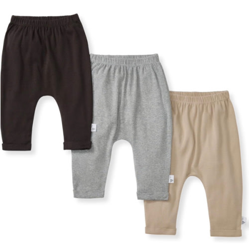 Burt's Bees Baby Unisex Knit Jogger Pants, 3-Pack Baby Sweatpants, 100% Organic Cotton Infant Bottoms