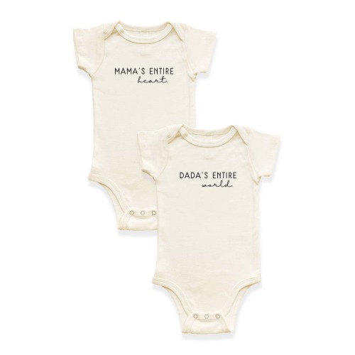 2 Pack - Mama's Entire Heart + Dada's Entire World Organic Cotton Baby Bodysuits