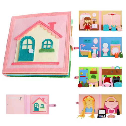 QenASHaing Montessori Felt Busy Book Quiet Book, Giraffe Story Learning Toy for Toddlers Preschool and Travel Activities