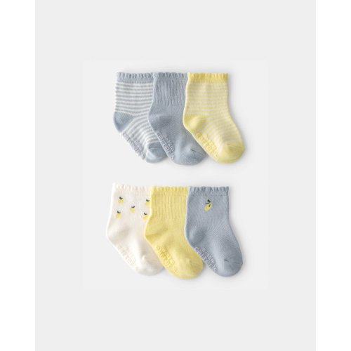 Baby Girl 6-Pack Lemon Striped Socks - Yellow/Grey | Carter's