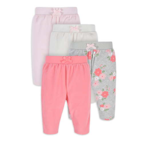 Gerber Baby Girls Fleece Pants, 4-Pack, (Newborn - 24 Months)