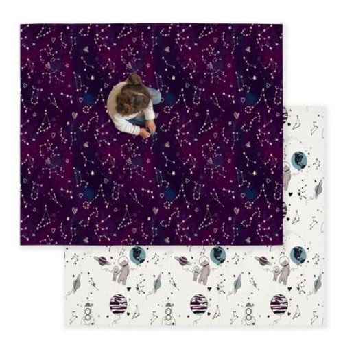 JumpOff Jo - Waterproof Foam Padded Play Mat for Infants, Babies, Toddlers, Play Pens & Tummy Time, Foldable Activity Mat - Pink Space Bears