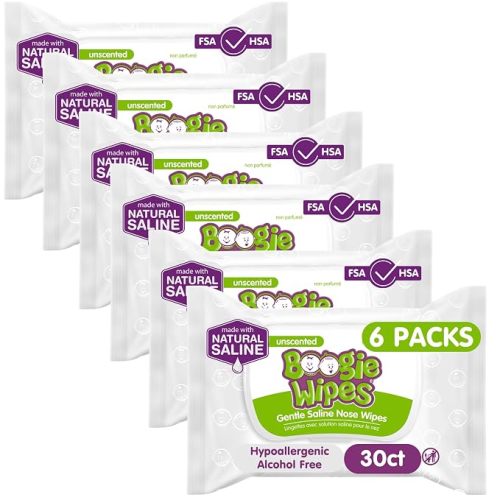 Boogie Wipes Gentle Saline Nose Wipes - 180 Count