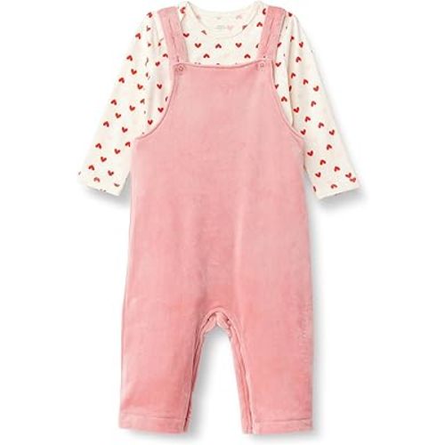Amazon Essentials x Sofia Grainge Unisex Babies' Velour Overall and Long Sleeve Bodysuit Set, Pack of 2