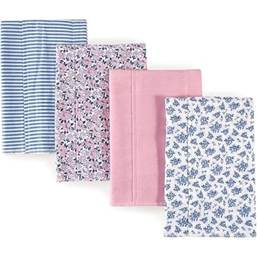 Hudson Baby Unisex Baby Cotton Flannel Burp Cloths, Classic Floral, One Size